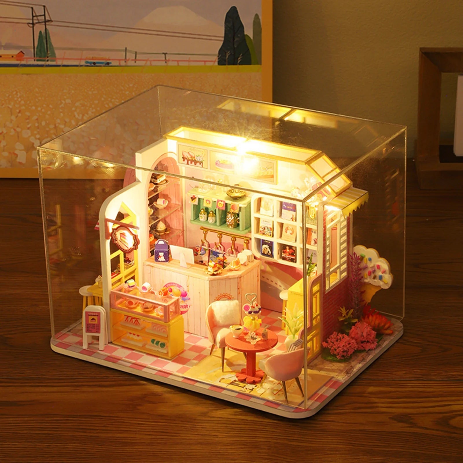 Wooden 3D Dessert Shop Miniature Dollhouse Puzzle M994