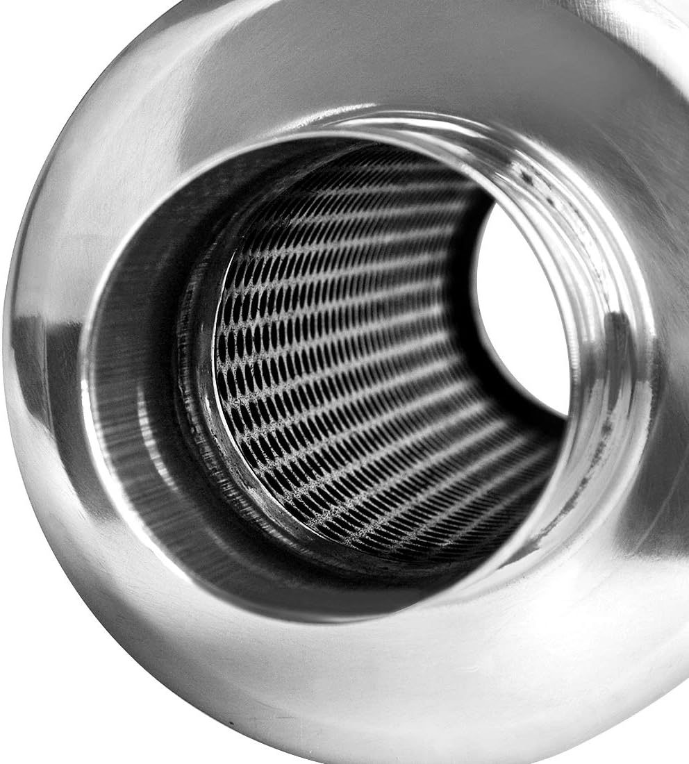 2" Inlet 3" Outlet Polished Stainless Steel Muffler, 14.6" Overall Length Pack of 2 M220374