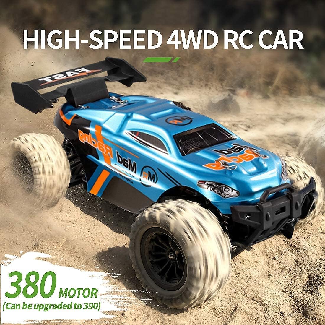RC Cars 1:16 Scales 35+ kmh 4WD 2.4Ghz Off-Road Monster Truck Toy with 2 Batteries D114