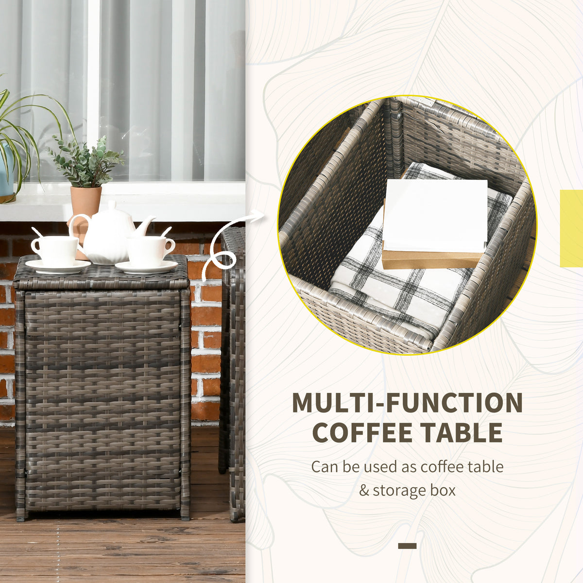 Beige 3 Piece PE Wicker Patio Furniture Set S764539