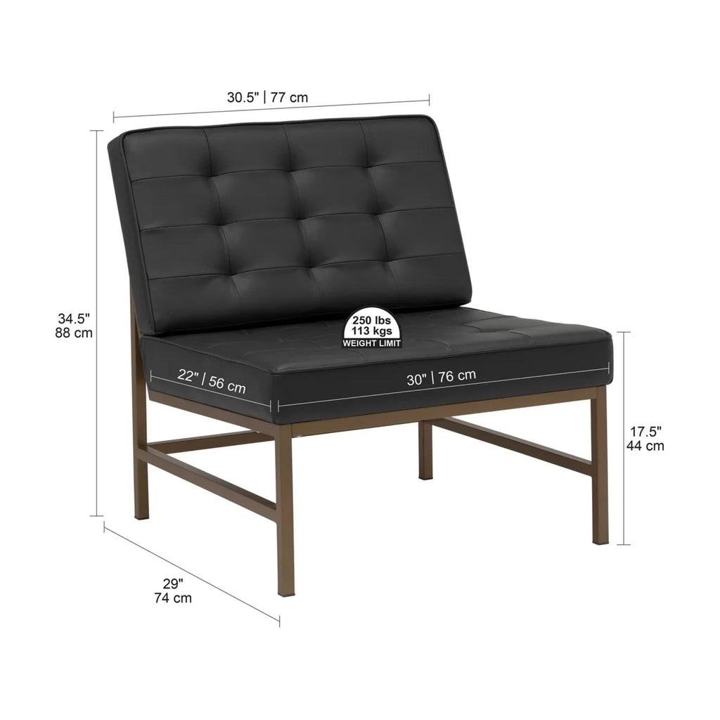 Bronze/Black Bonded Leather Accent Chair with Woven Webbing Seat I25712