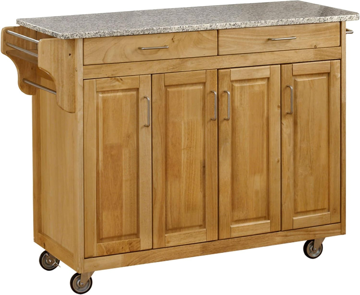 White Four Door Kitchen Cart with Black Granite Top X97268
