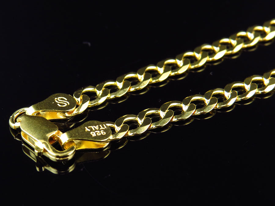 Yellow Gold Finish Sterling Silver Miami Cuban Link Chain Necklace Z93266