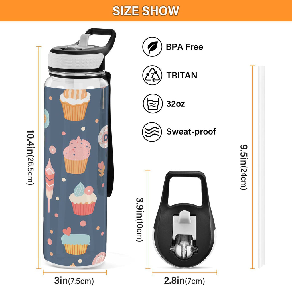 Cream 32oz Tritan Leakproof Sports Bottle with Straw H374
