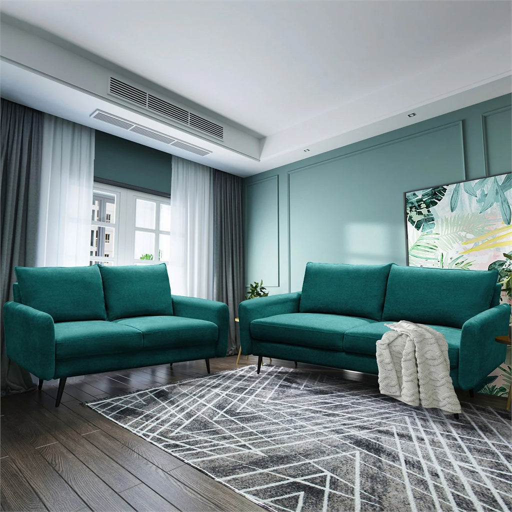 Teal Blue Fabric Sofa N8905