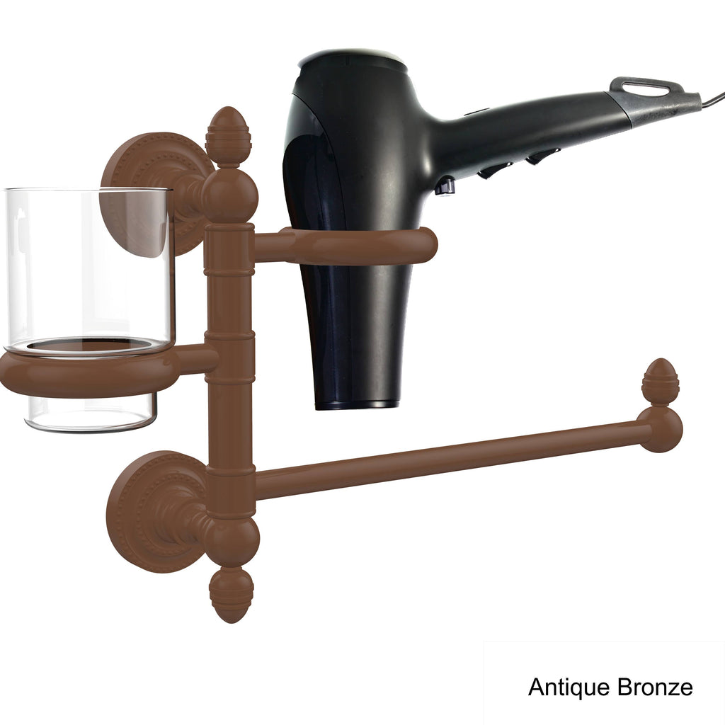 Satin Chrome Hair Dryer Holder and Organizer I268051