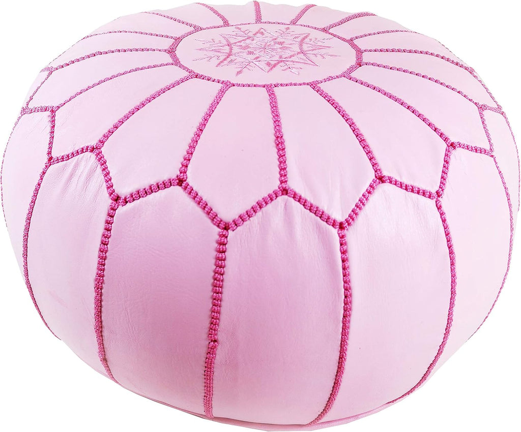 Leather Ottoman Pouf Cover, Hand Stitched, Unstuffed D511093