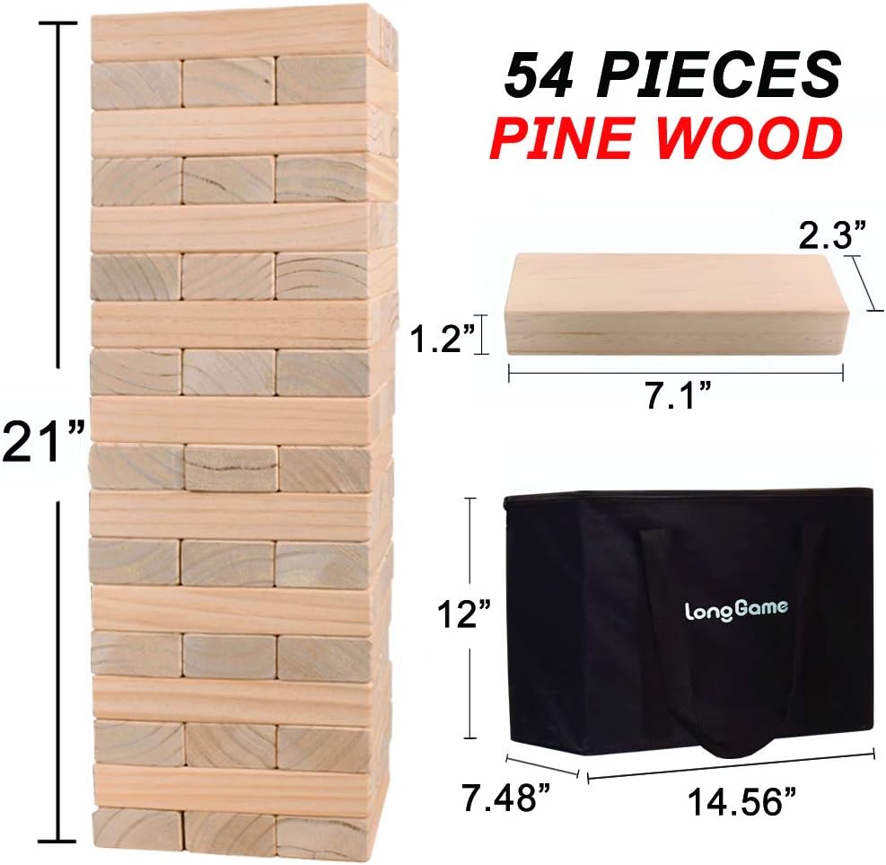 Jumbo Wood Stacking Lawn Yard Game with Carry Bag T732095