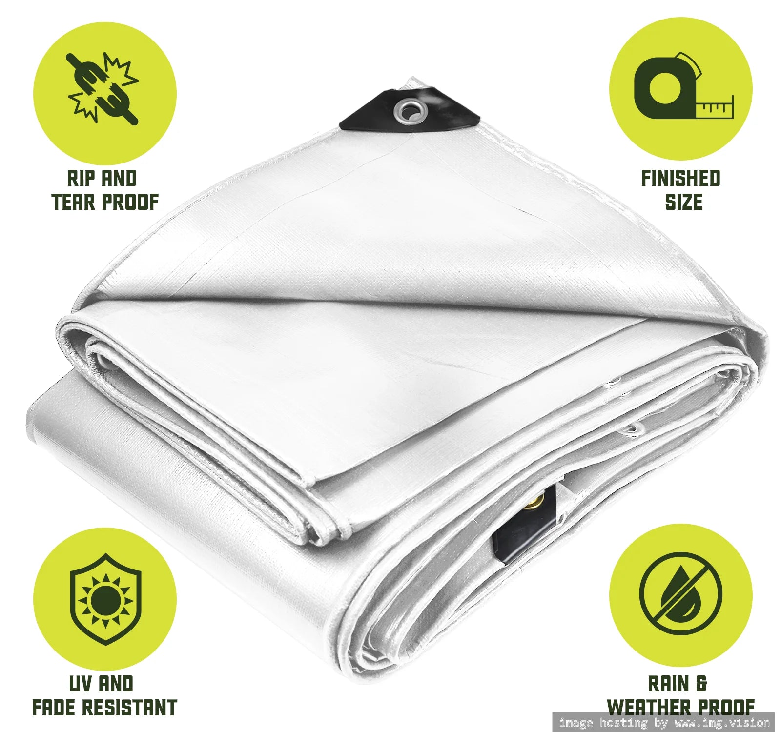 White 8 Mil Heavy Duty Waterproof Tarp 20′ X 35′Ft U2830