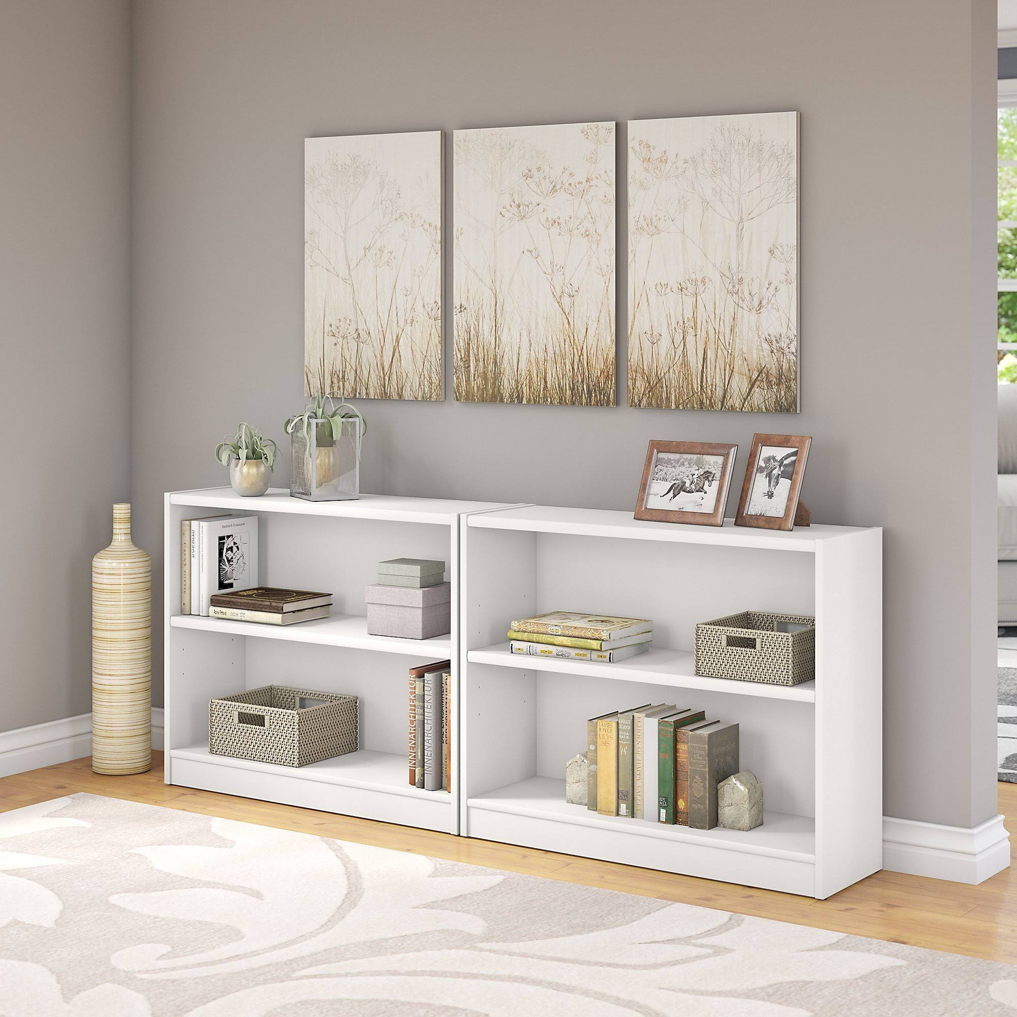 White 2 Shelf Bookcase Set of 2 C261248