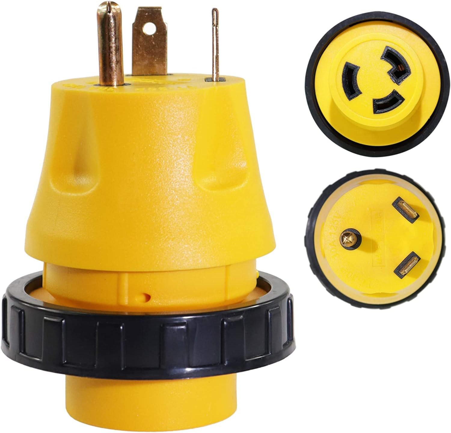 30A Male to 30Amp Female RV Electrical Converter Plug with Twist Locking 125V AC Power Cord Generator Cable Adapter S711