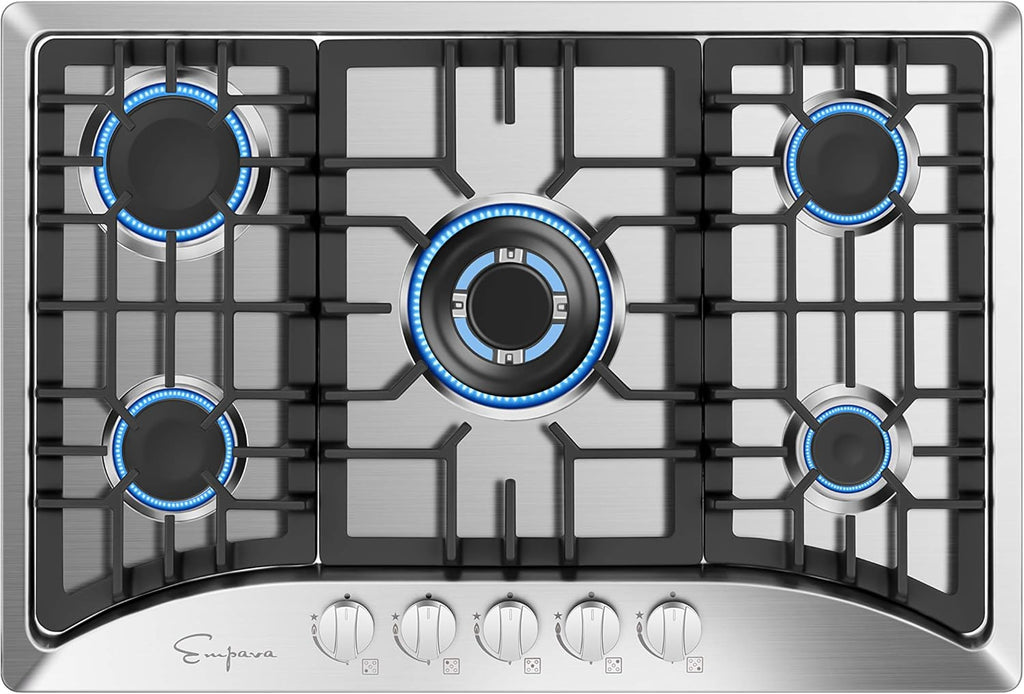 30" Stainless Steel Gas Stove Cooktop with 5 Burners J72346