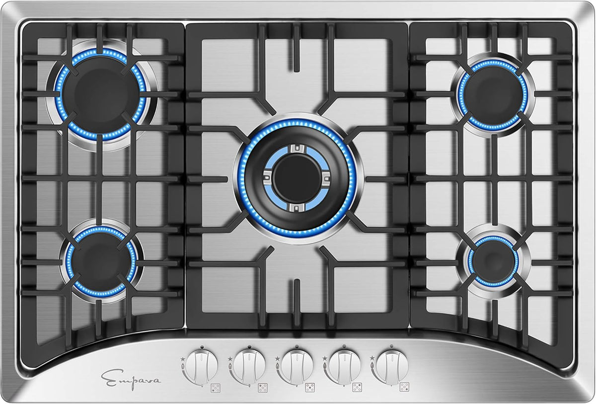 30" Stainless Steel Gas Stove Cooktop with 5 Burners J72346