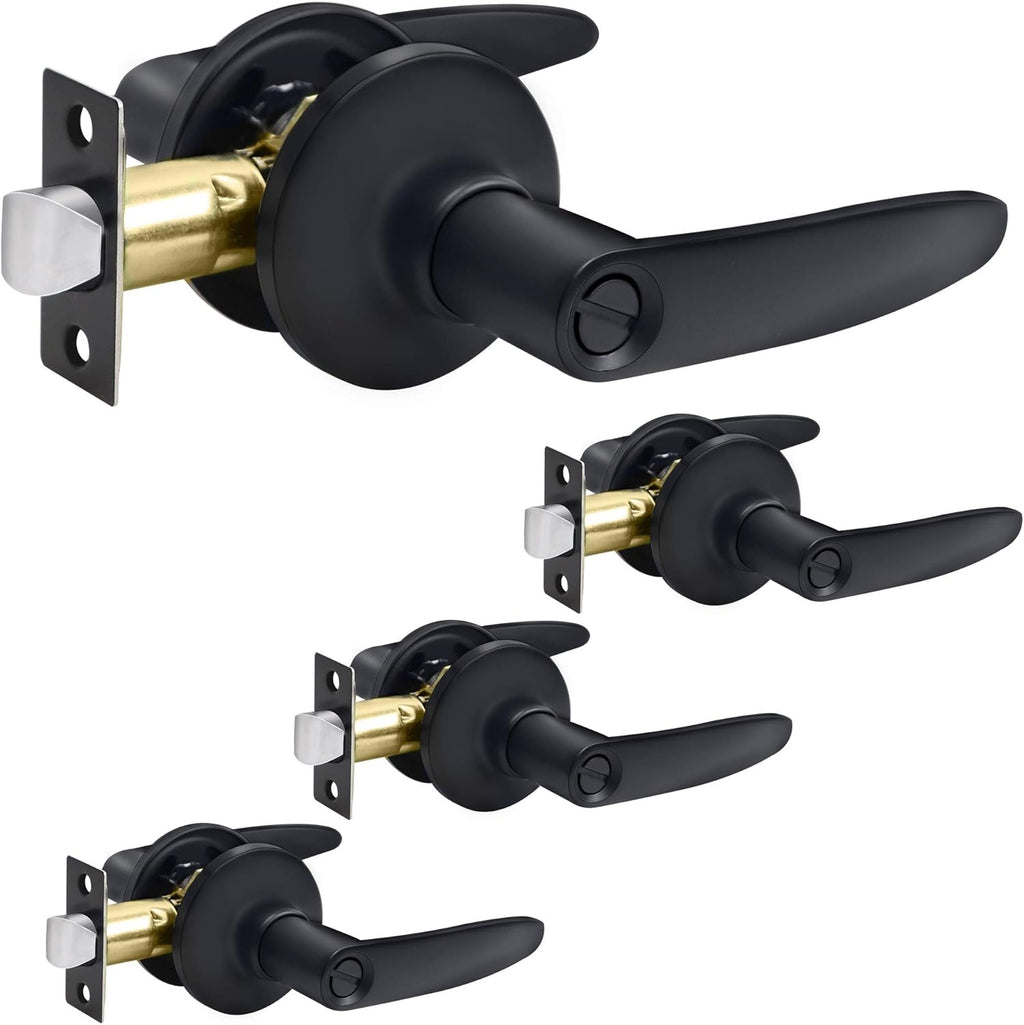 Matte Black Privacy Door Lever Handle, 4 Pack H4232