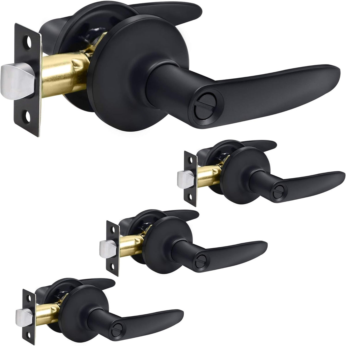 Matte Black Privacy Door Lever Handle, 4 Pack H4232