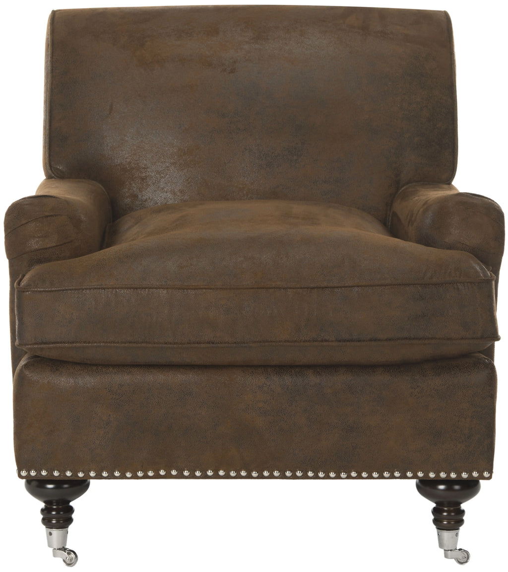 Brown Fully Upholstered Club Chair with Casters V749