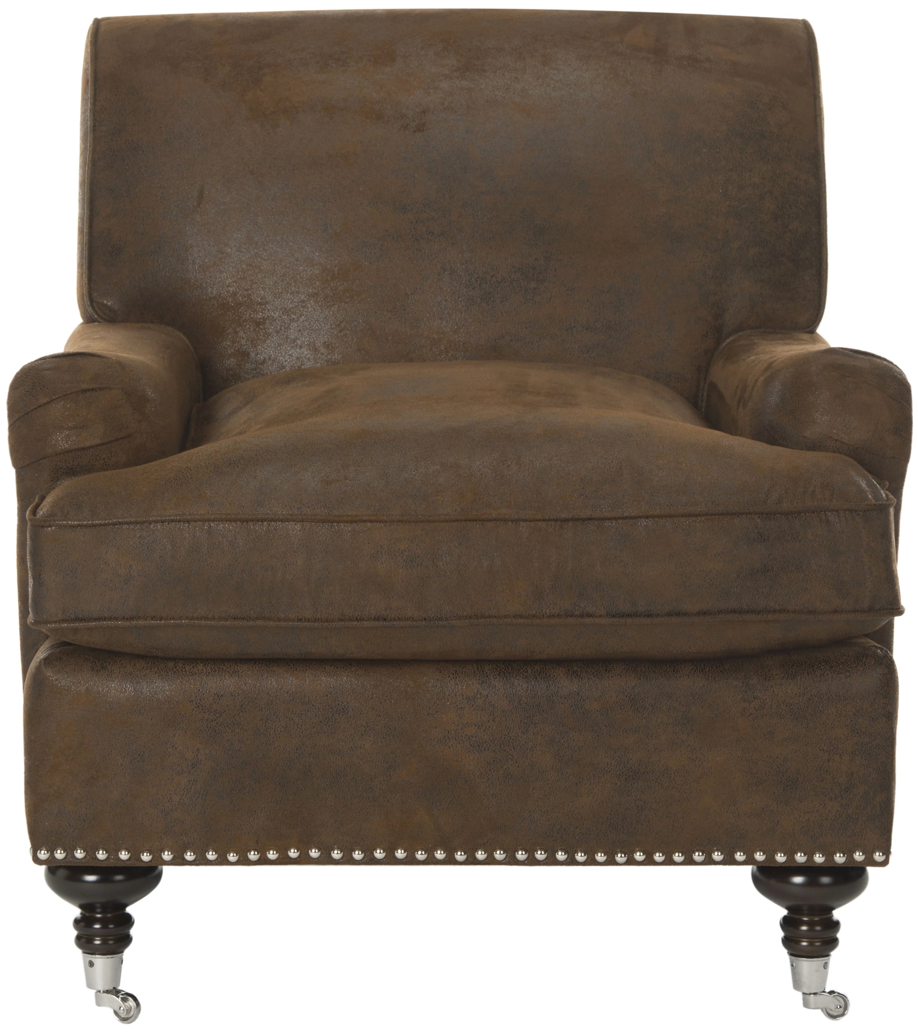 Brown Fully Upholstered Club Chair with Casters V749