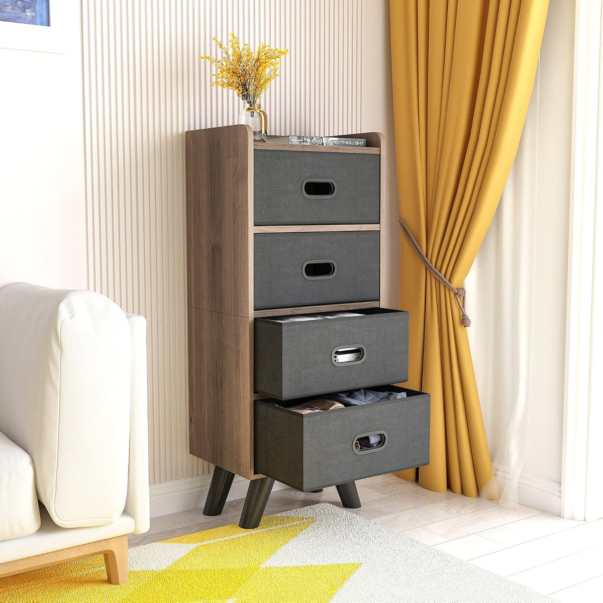 4 Drawer Wood Top Storage Dresser C50621