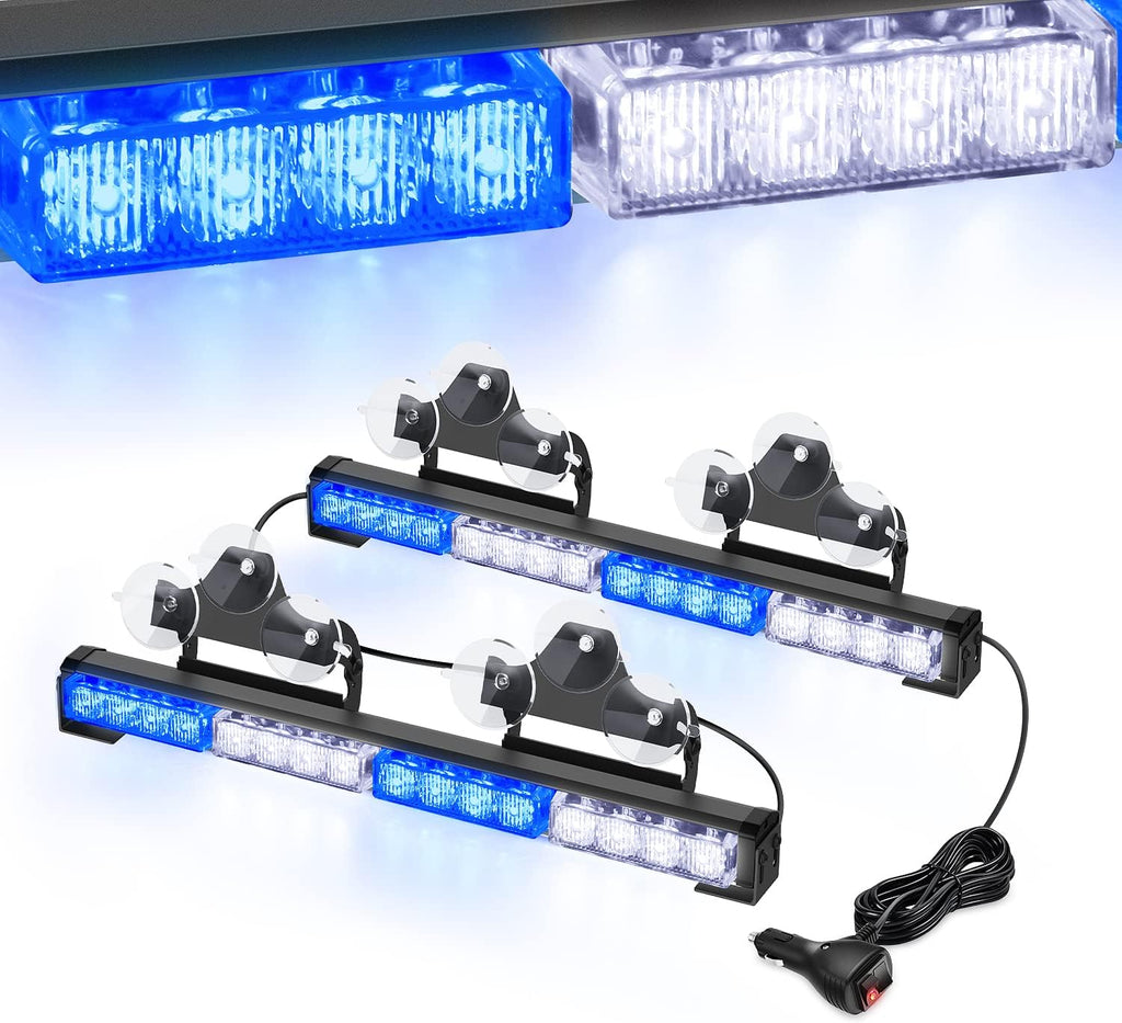 2 In 1 17Inch 32LED Emergency Strobe Light Bar with Cigar Lighter, Pack of 2 C525