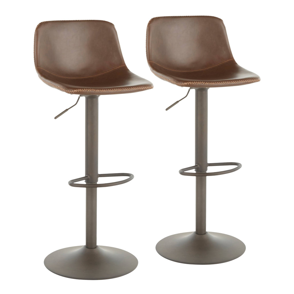 Set of 2 Brown Faux Leather Bar Stool O77553