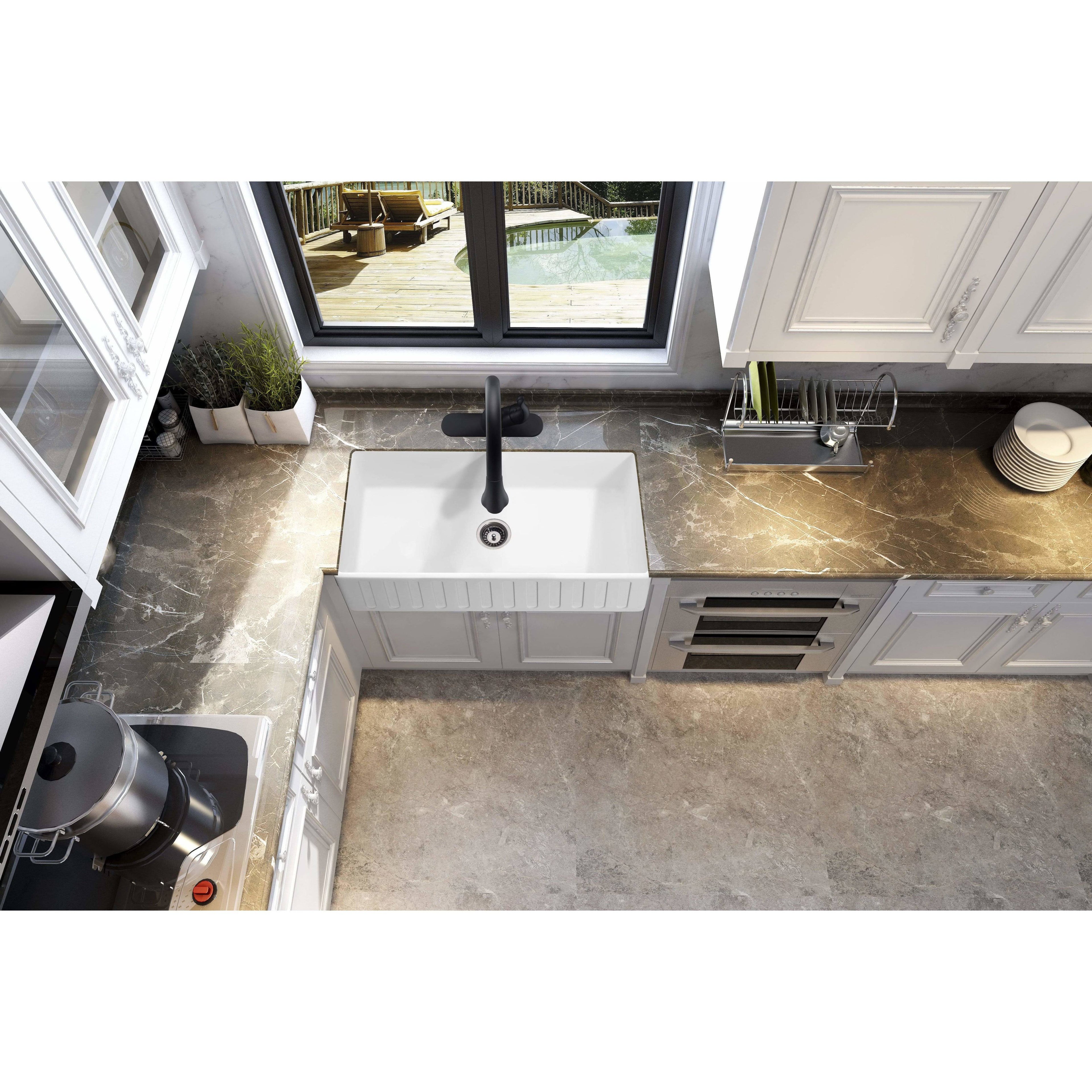 White Single Basin Kitchen Sink Q558701