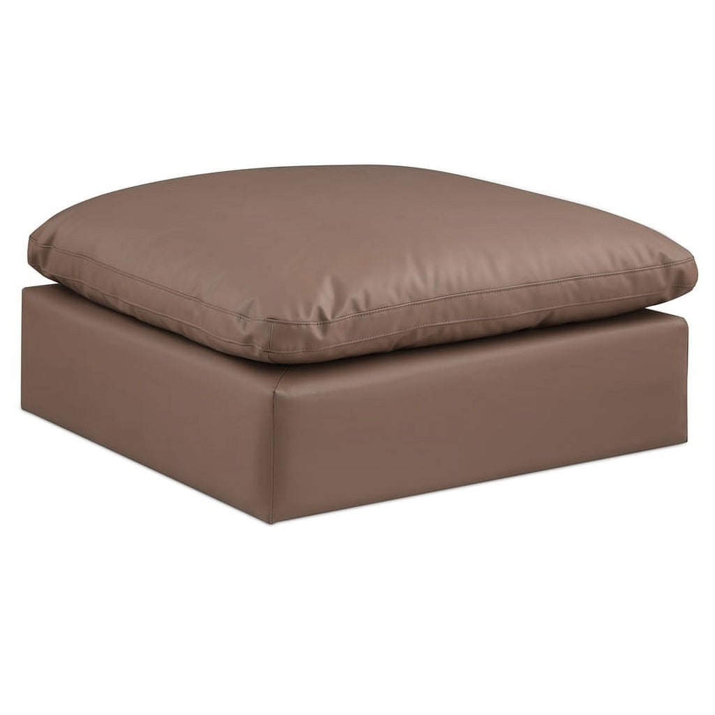 Brown Vegan Leather Ottoman W92185