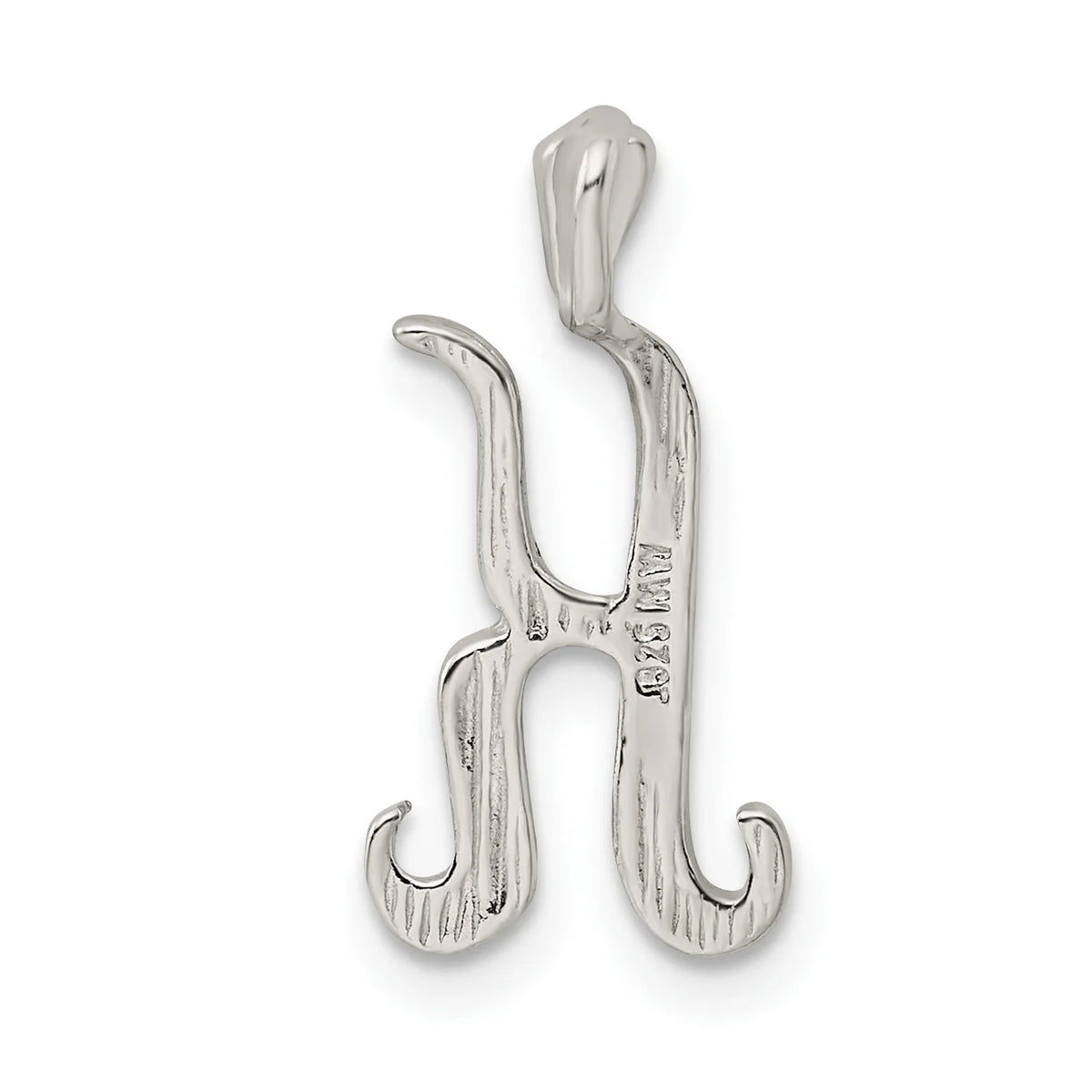 Sterling Silver Polished Textured Letter K Initial Chain Slide Pendant Necklace 18'' X796