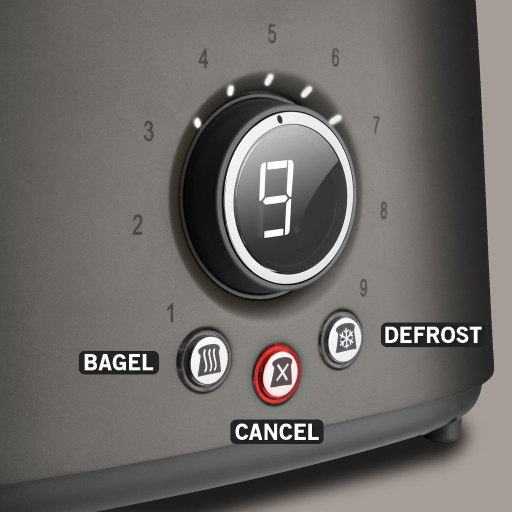 2-slot Toaster with Digital Button and Rack, Black T692274