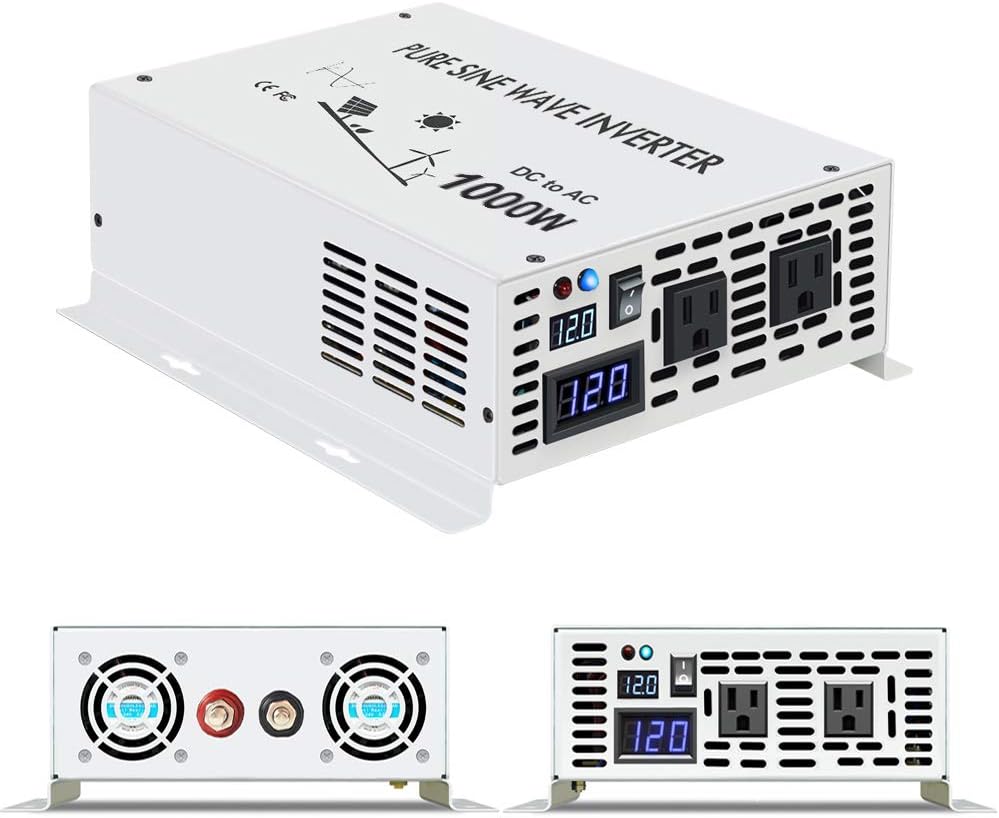 1000 Watt 24V Pure Sine Wave Power Inverter Dual 120V AC Outlets V71183