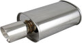 Polished Oval Muffler Exhaust Double Wall 3.5" Slant Tip 2.5" Inlet X377