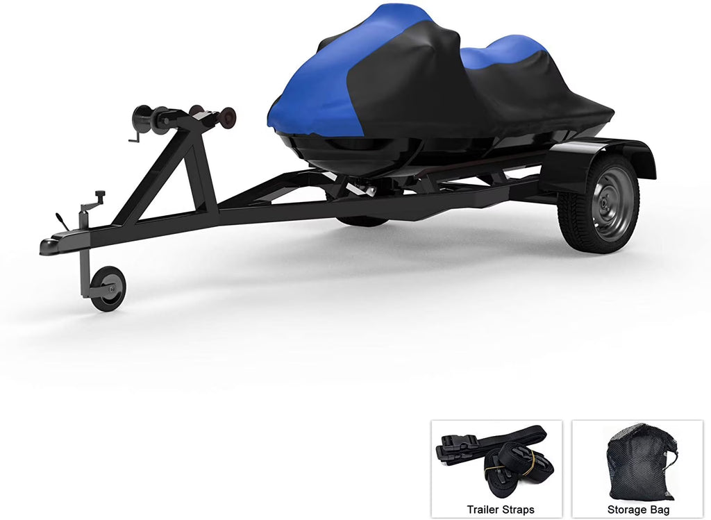 Blue/Black Trailerable Jet Ski Cover with Trailer Straps and Storage Bag H97810
