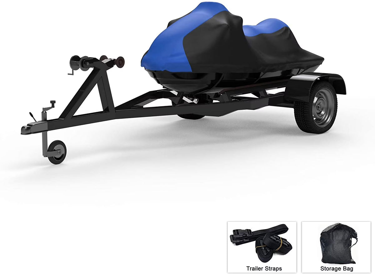 Blue/Black Trailerable Jet Ski Cover with Trailer Straps and Storage Bag H97810