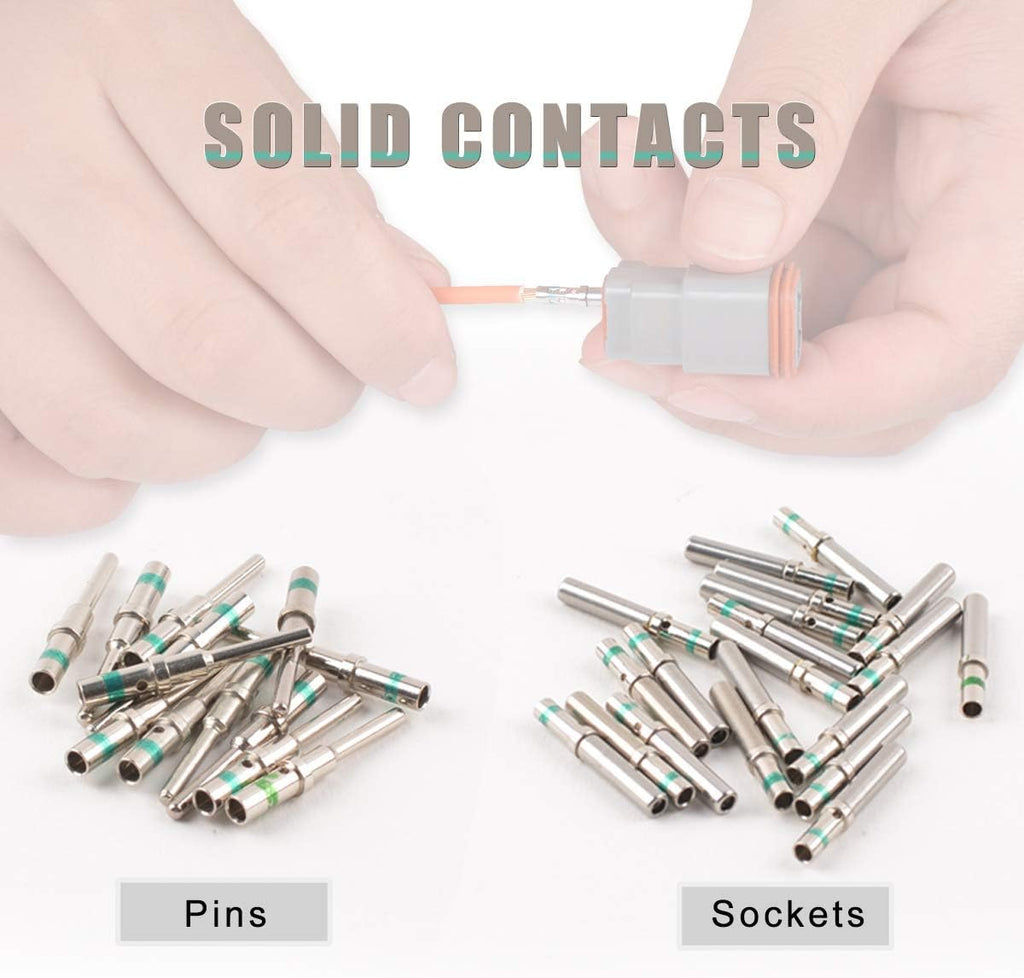 DT Connector Kit Electrical Connector Kit with Solid Terminals Crimp Tool Wire Size 12-22AWG W167