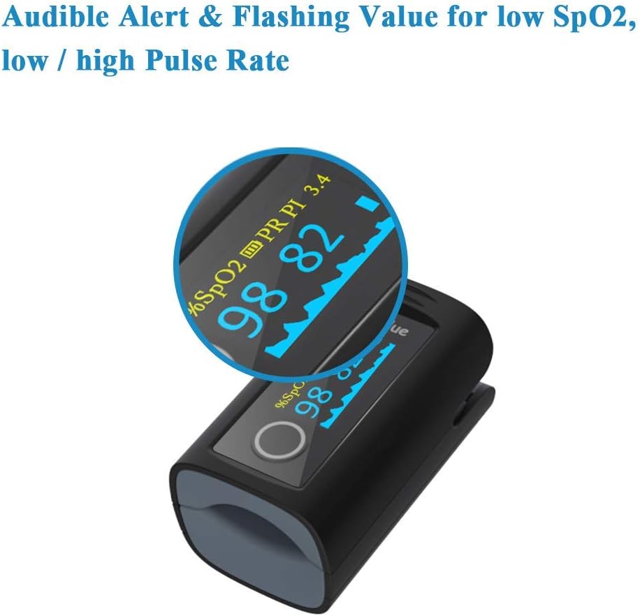 Bluetooth Pulse Oximeter Fingertip with Alarm, Carry Bag & Lanyard W853