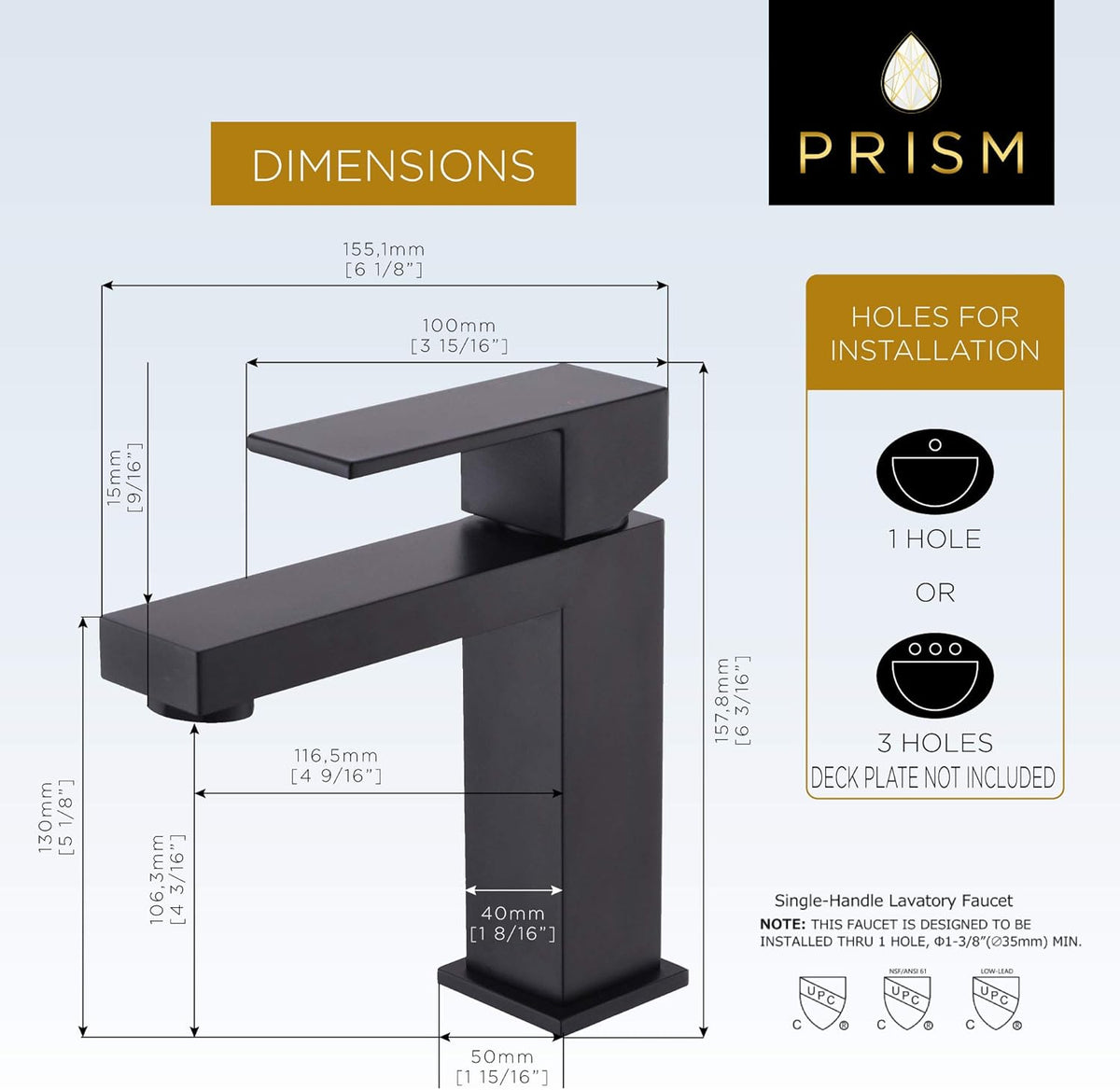 Matte Black Single Hole Bathroom Sink Faucet B27723