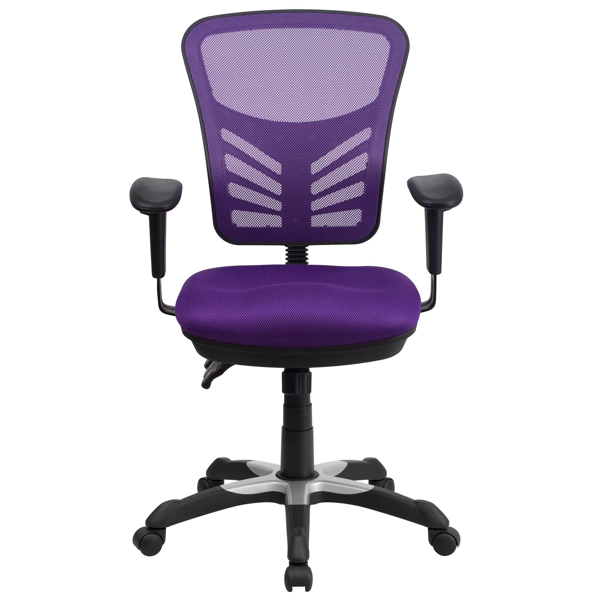 Purple and Black Swivel Ergonomic Office Chair with Adjustable Arms S923