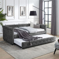 Gray Upholstered Tufted Sofa Bed With Rollers N64947