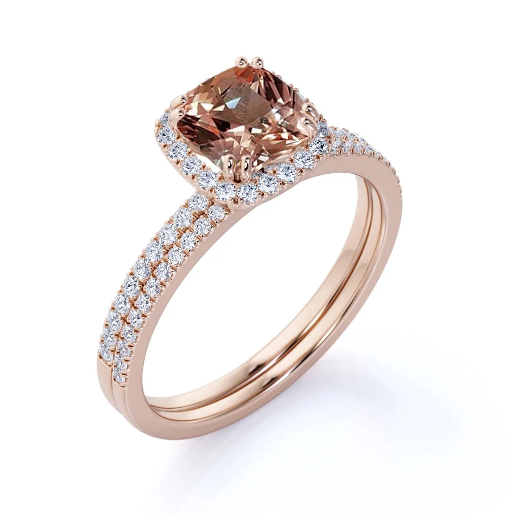 18k Gold Over Silver Bridal Wedding Ring Set K90825