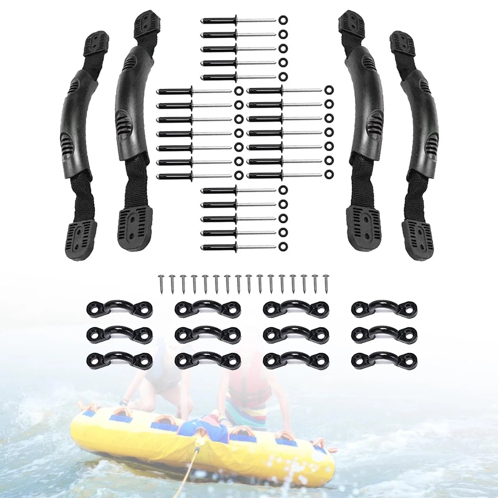 Black Kayak Carry Handles with Screws Pad Eye L898