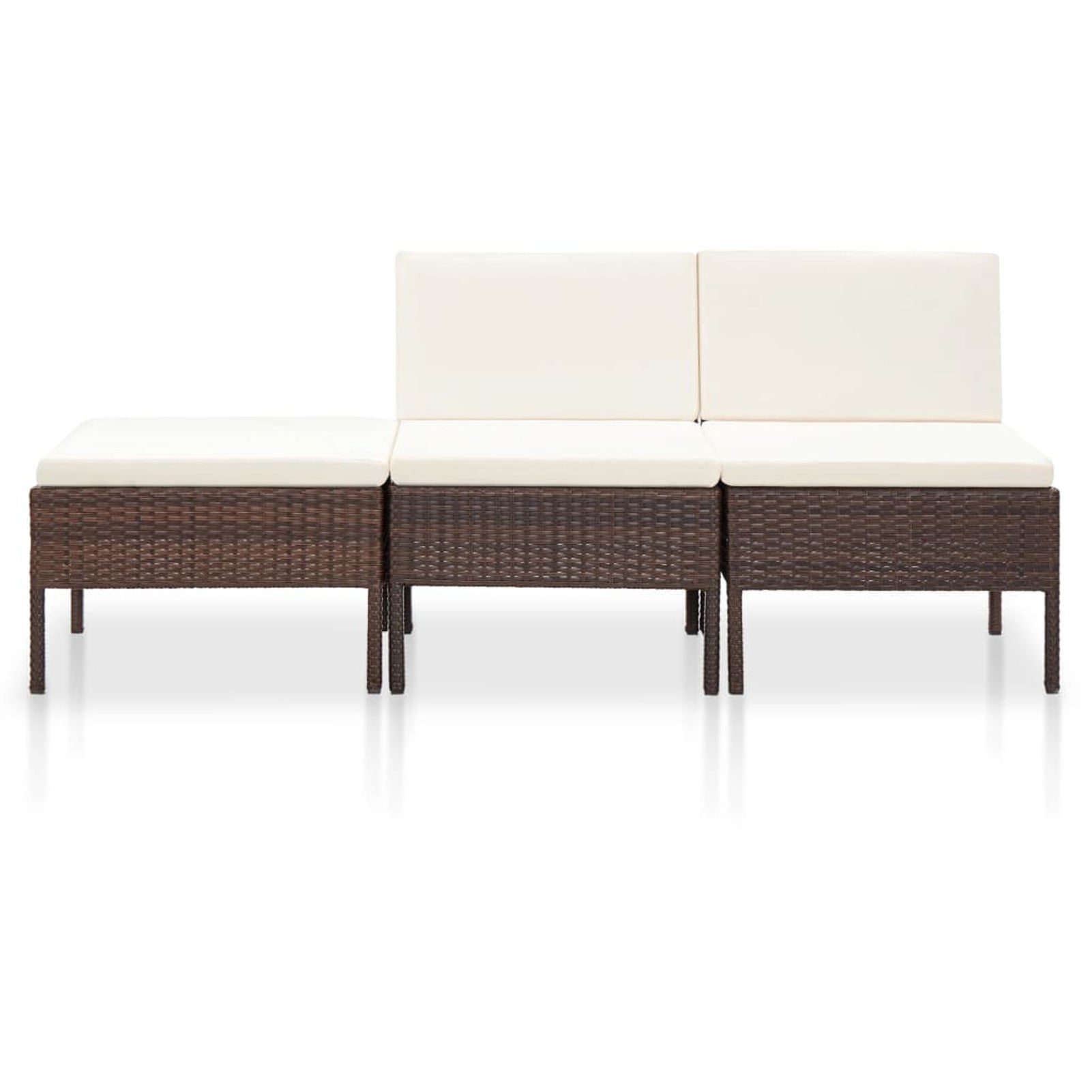 3 Piece Outdoor Sectional Sofa Set with Cushions Poly Rattan Steel Frame O9170