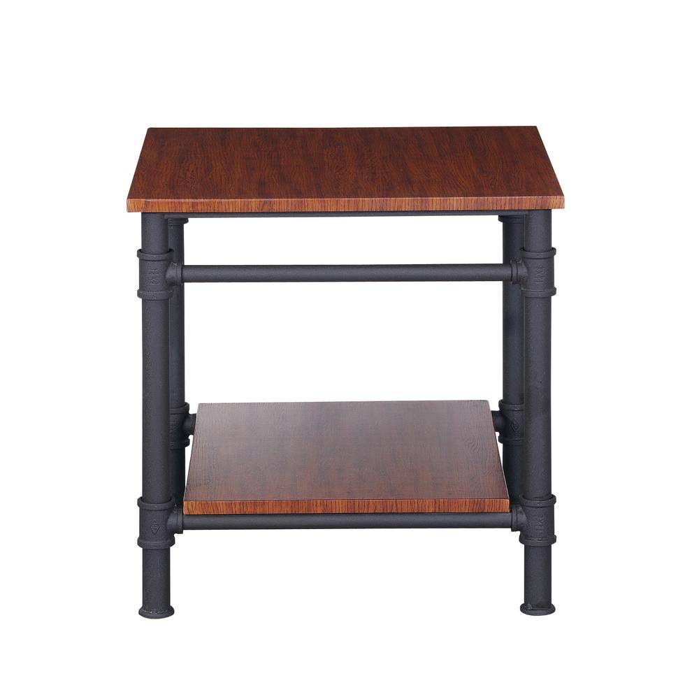 Industrial End Table in Teak Finish H5160