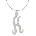Sterling Silver Polished Textured Letter K Initial Chain Slide Pendant Necklace 18'' X796