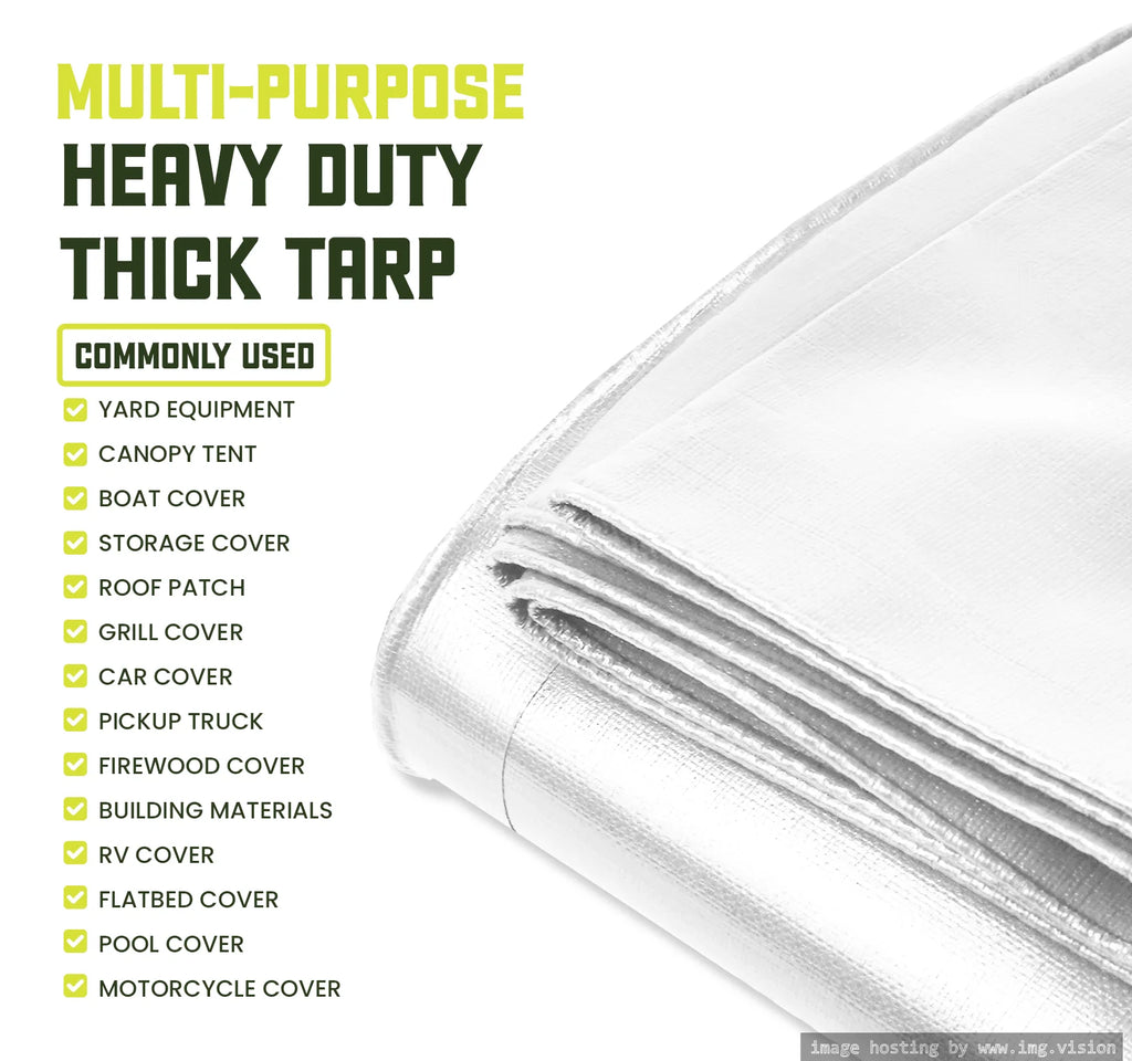 White 8 Mil Heavy Duty Waterproof Tarp 20′ X 35′Ft U2830