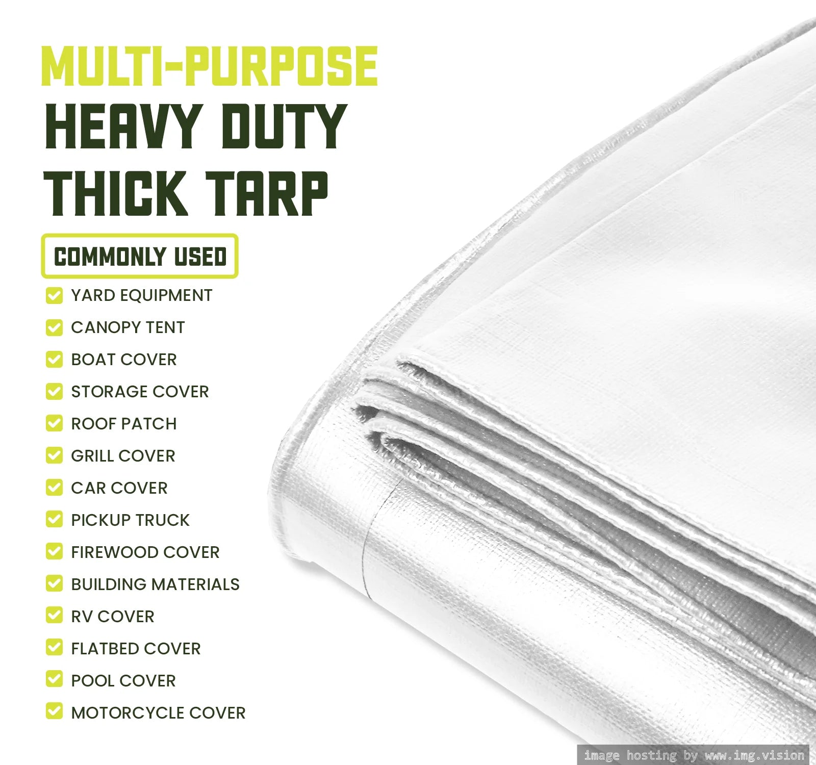White 8 Mil Heavy Duty Waterproof Tarp 20′ X 35′Ft U2830