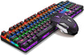 Pink Mechanical Gaming Keyboard and Mouse Combo Blue Switch 104 Keys White Backlit, 7 Button Mouse Wired, Pack of 2 P8724