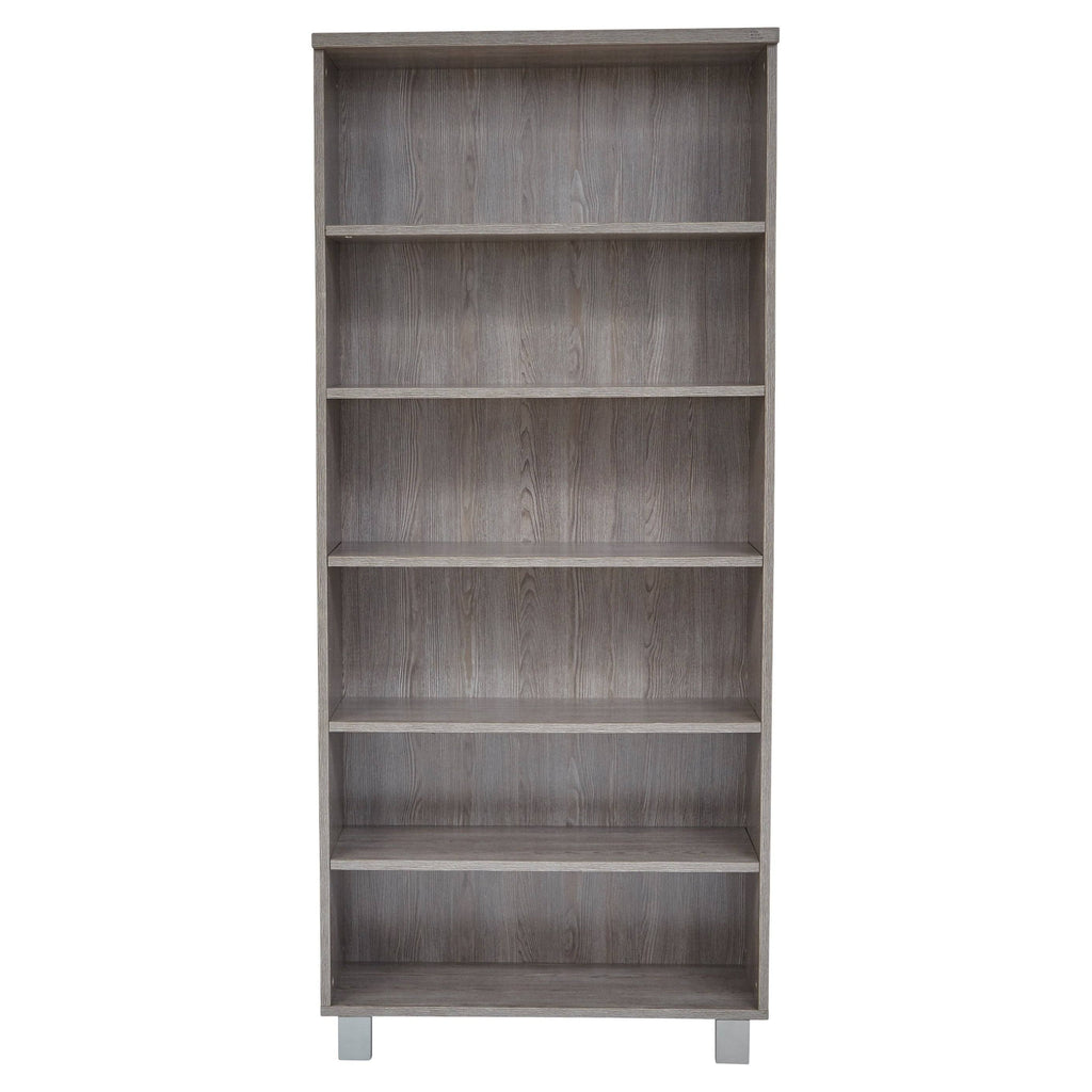 Contemporary Bookcase with 6 Shelves in Gray E7079