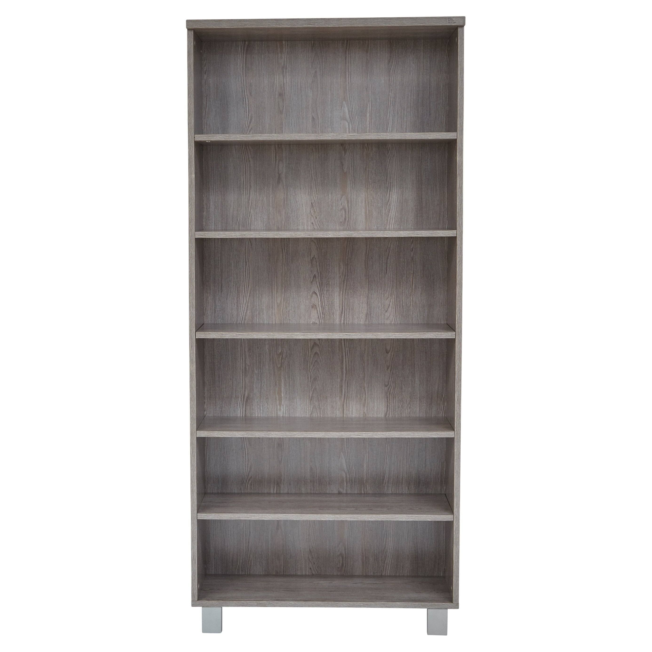 Contemporary Bookcase with 6 Shelves in Gray E7079