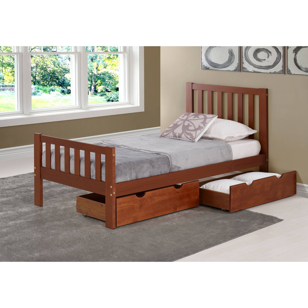 White Twin Bed with Storage Drawers T55132