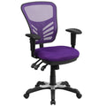 Purple and Black Swivel Ergonomic Office Chair with Adjustable Arms S923