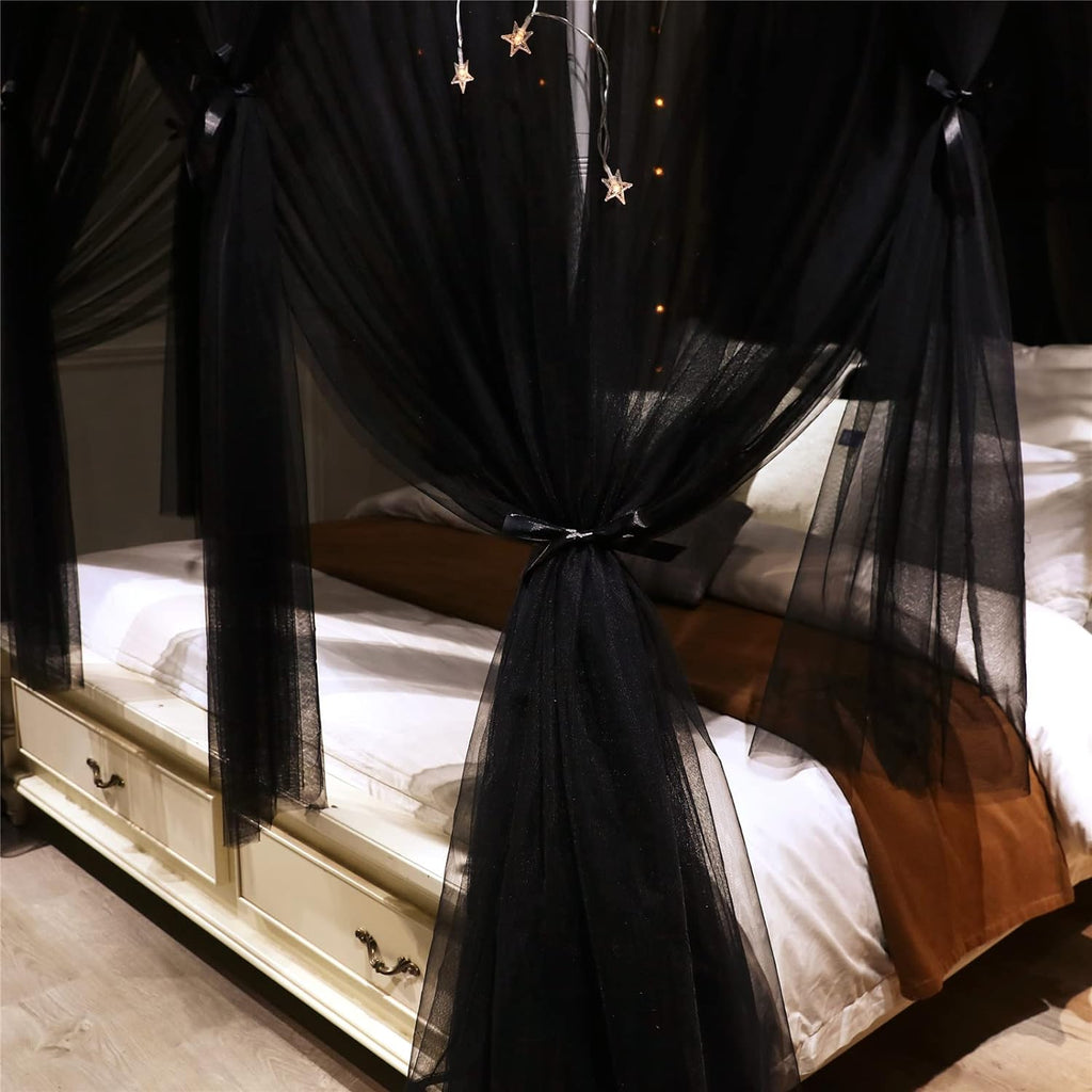 Double White Queen Size 4 Post Bed Canopy Mosquito Net K32742